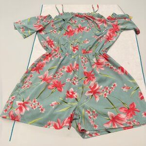 Women One Pc Romper Floral Off The Shoulder Spaghetti Straps 8 Of Hearts Medium